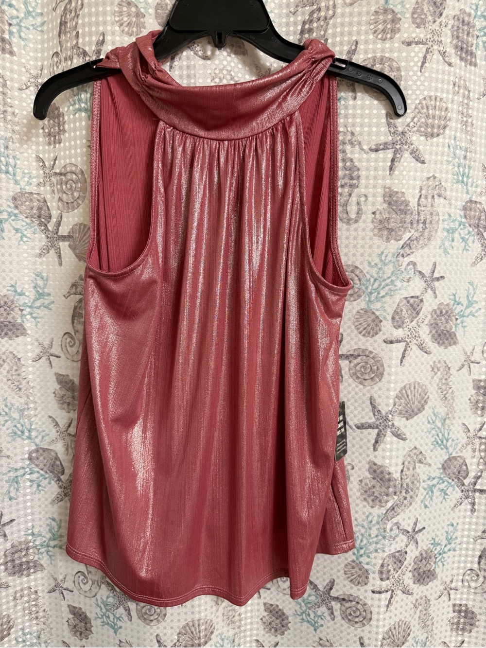 Express Sleeveless Metallic Rose Mock Neck Tank Top
